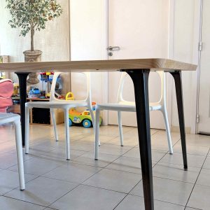 table en bois recycle et métal